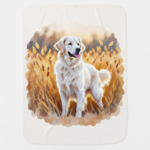 White Golden Retriever Dog Baby Blanket