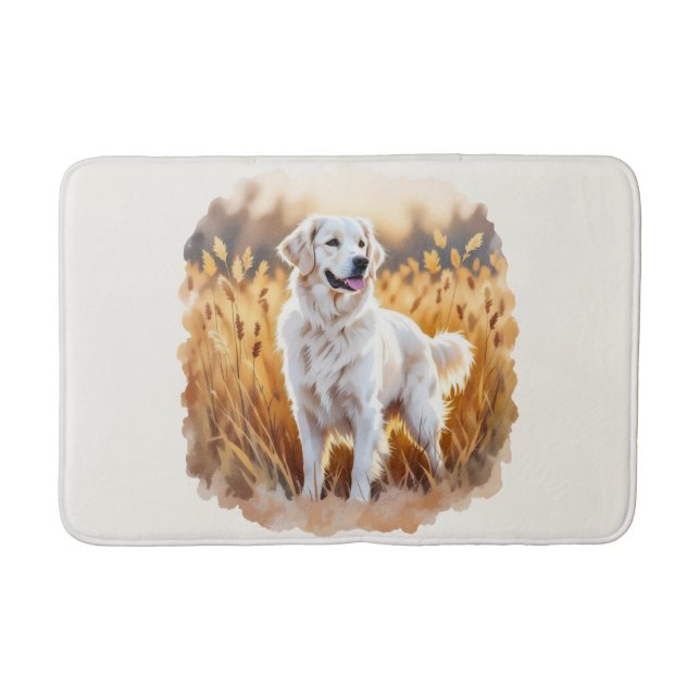 White Golden Retriever Dog Bath Mat (Front)