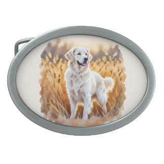 White Golden Retriever Dog Belt Buckle