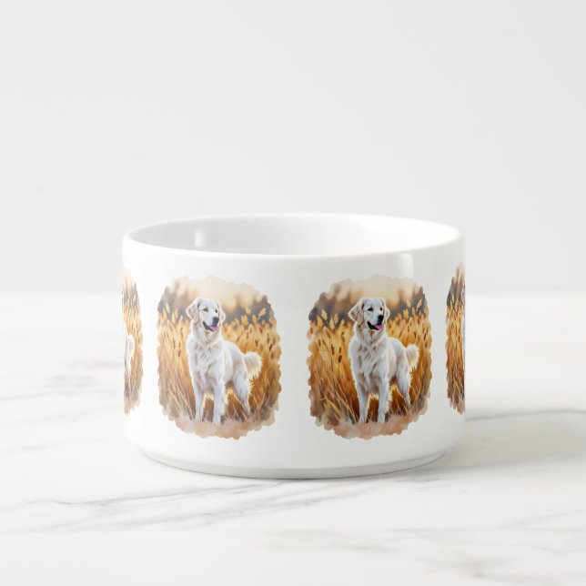 White Golden Retriever Dog Bowl (Center)