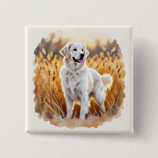 White Golden Retriever Dog Button