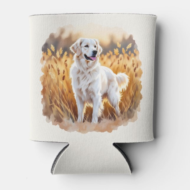 White Golden Retriever Dog Can Cooler (Front)