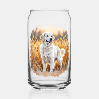 White Golden Retriever Dog Can Glass