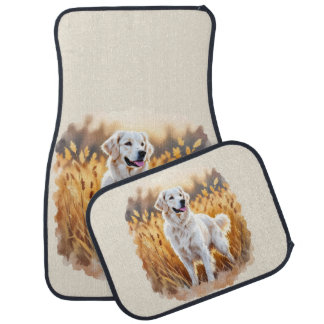 White Golden Retriever Dog Car Floor Mat