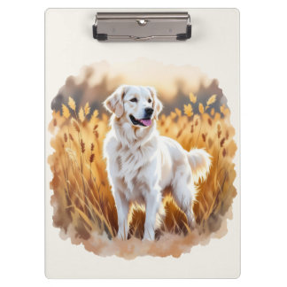 White Golden Retriever Dog Clipboard