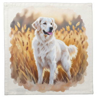 White Golden Retriever Dog Cloth Napkin