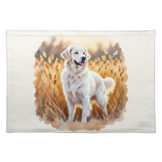 White Golden Retriever Dog Cloth Placemat