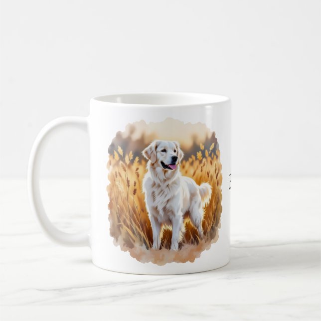 White Golden Retriever Dog Coffee Mug (Left)