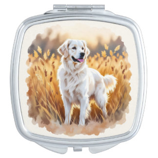 White Golden Retriever Dog Compact Mirror