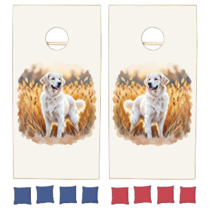 White Golden Retriever Dog Cornhole Set