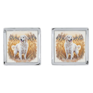 White Golden Retriever Dog Cufflinks
