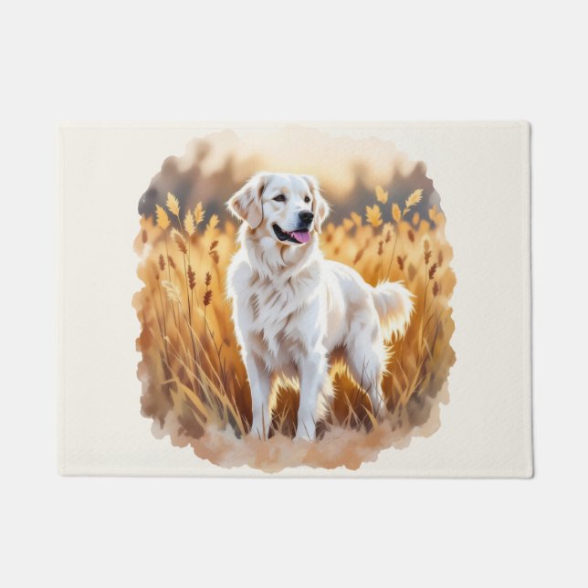 White Golden Retriever Dog Doormat (Front)
