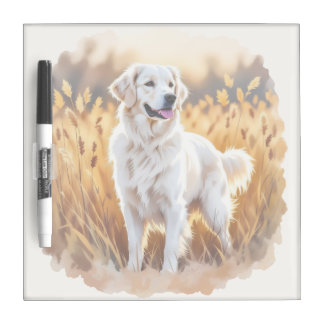 White Golden Retriever Dog Dry Erase Board