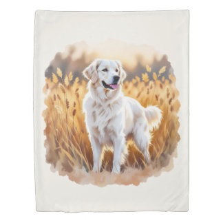 White Golden Retriever Dog Duvet Cover