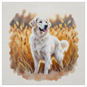 White Golden Retriever Dog Fabric