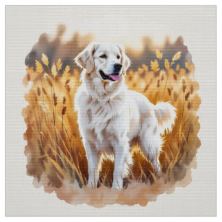 White Golden Retriever Dog Fabric