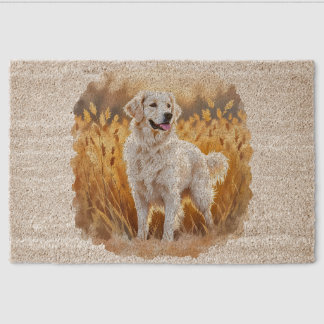 White Golden Retriever Dog Fiber Doormat