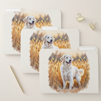 White Golden Retriever Dog File Folder