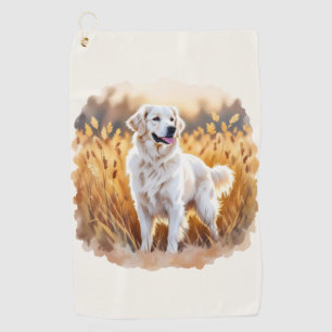 White Golden Retriever Dog Golf Towel