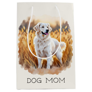 White Golden Retriever Dog Medium Gift Bag
