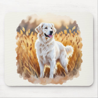 White Golden Retriever Dog Mouse Pad
