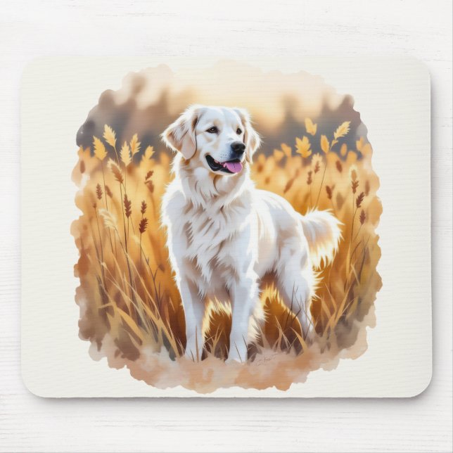 White Golden Retriever Dog Mouse Pad (Front)