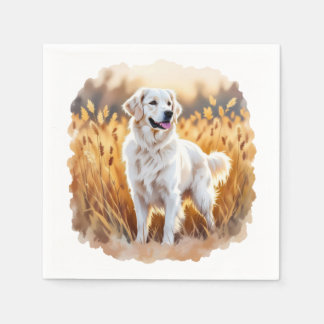 White Golden Retriever Dog Napkins