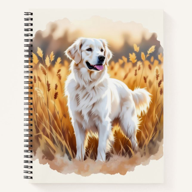White Golden Retriever Dog Notebook (Front)