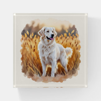 White Golden Retriever Dog Paperweight