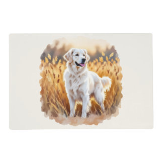 White Golden Retriever Dog Placemat