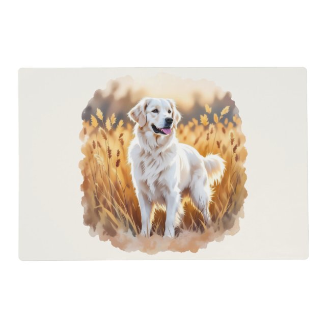 White Golden Retriever Dog Placemat (Front)
