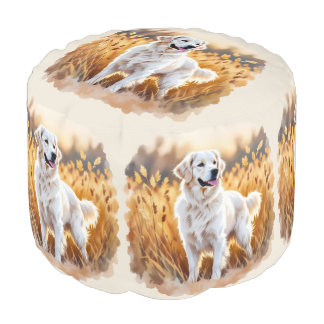 White Golden Retriever Dog Pouf