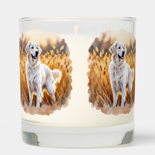 White Golden Retriever Dog Scented Candle (Front)