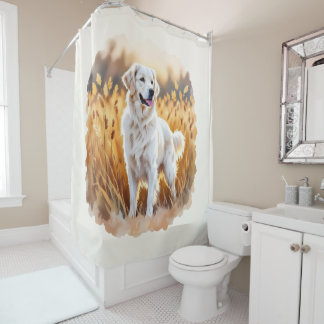 White Golden Retriever Dog Shower Curtain