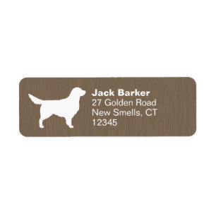 White Golden Retriever Dog Silhouette Address Label