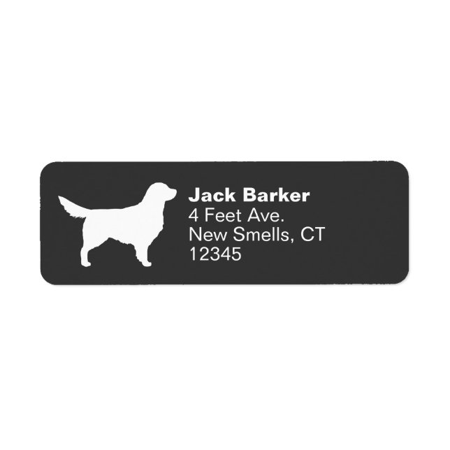 White Golden Retriever Dog Silhouette Address Label (Front)