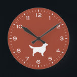 White Golden Retriever Dog Silhouette Round Clock<br><div class="desc">A fun wall clock for the home or office. Makes an original gift for Golden Retriever lovers. Check out Jenn’s Doodle World for even more decorative clocks and dog breed themed home decor.</div>