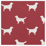 White Golden Retriever Dog Silhouettes Pattern Red Fabric