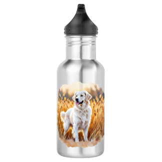 White Golden Retriever Dog Stainless Steel Water Bottle