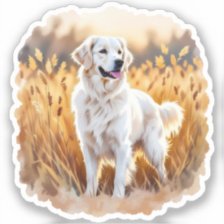 White Golden Retriever Dog Sticker