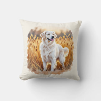 White Golden Retriever Dog Throw Pillow