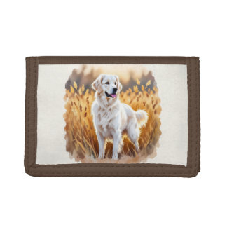 White Golden Retriever Dog Trifold Wallet