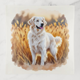 White Golden Retriever Dog Trinket Tray