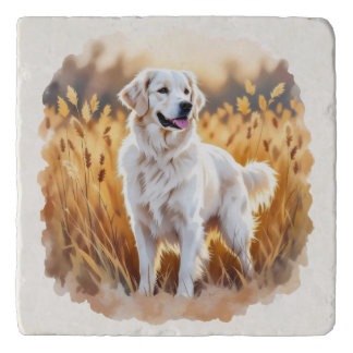 White Golden Retriever Dog Trivet