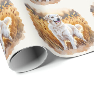 White Golden Retriever Dog Wrapping Paper
