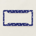 White Golden Retriever Outlines on Navy License Plate Frame