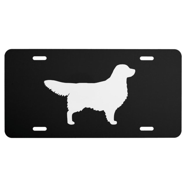 White Golden Retriever Silhouette License Plate (Front)
