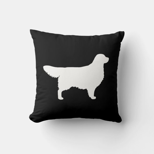 White Golden Retriever Silhouette Throw Pillow (Front)