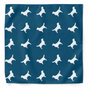 White Golden Retriever Silhouettes Pattern Blue Bandana