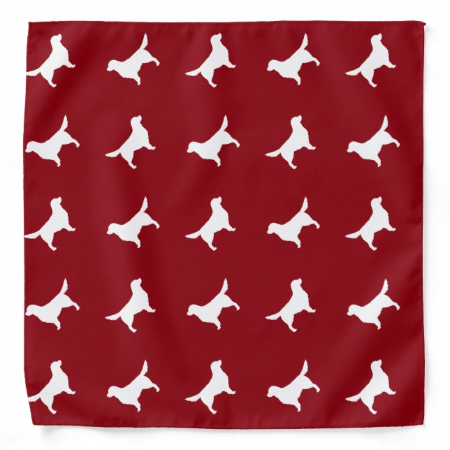 White Golden Retriever Silhouettes Pattern Red Bandana (Front)